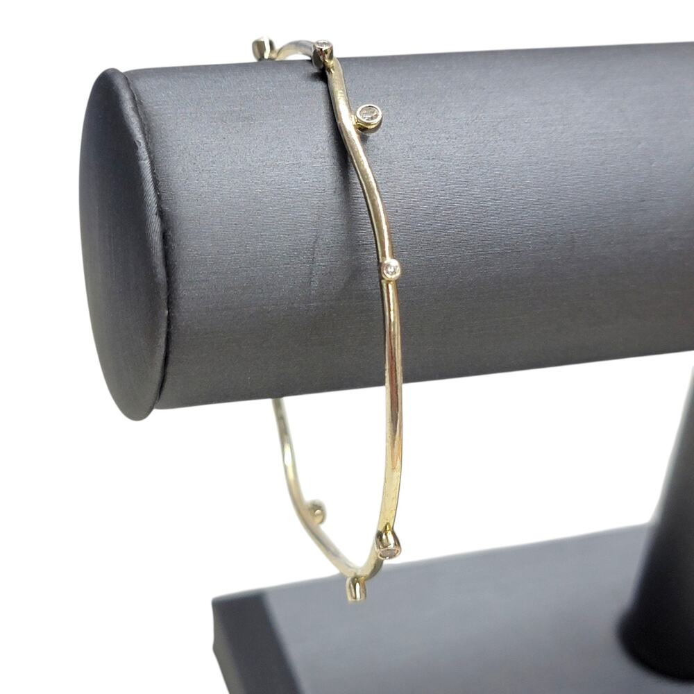 Kendra Scott Gold Tone Bezel Set Crystal Studded Stacking Wire Bangle Bracelet